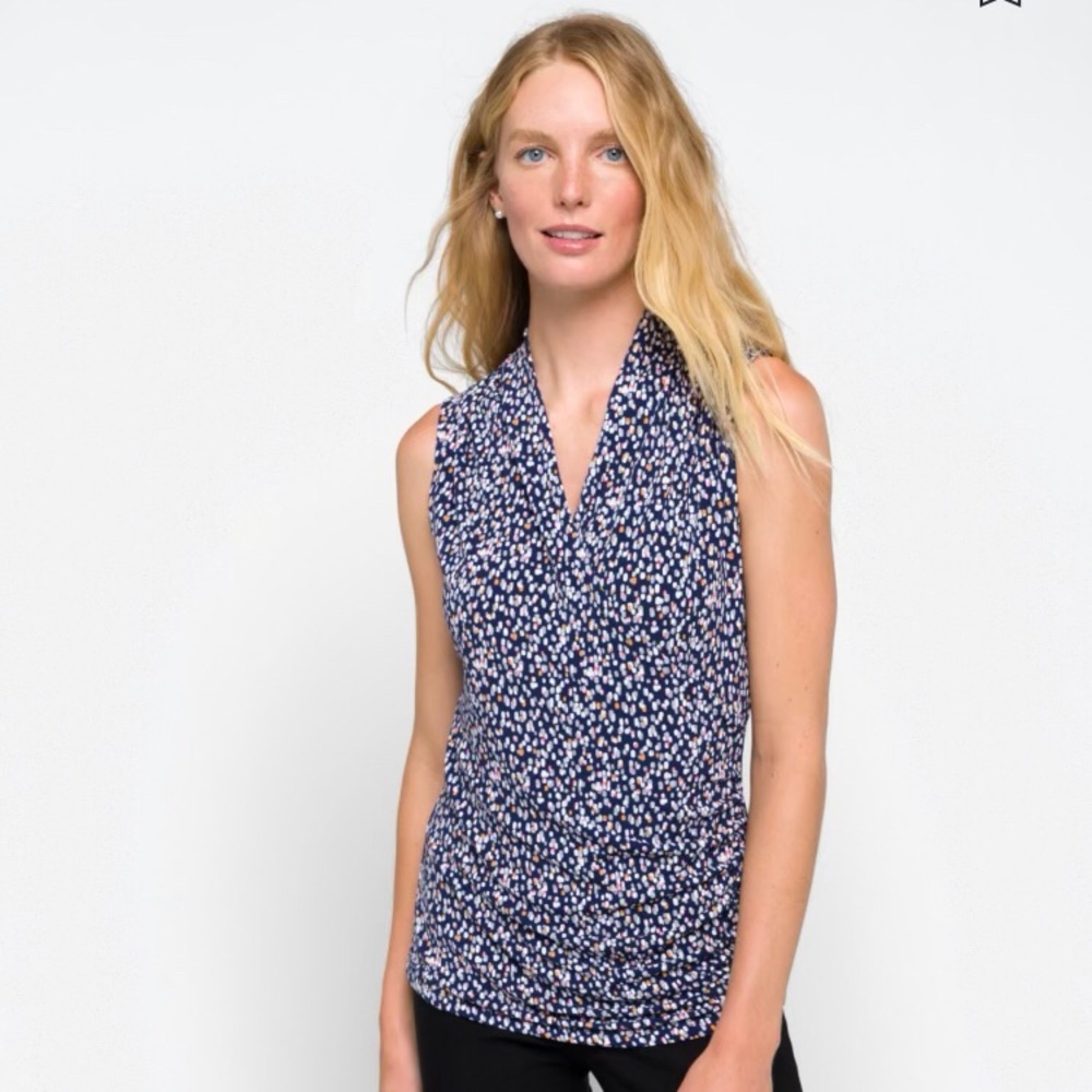 41 Hawthorn Navy Print Wrap Top Size M